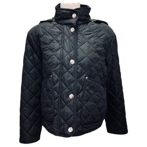 BURBERRY BLACK HUMBIE DIAMOND QUILTED NYLON CROPPED JACKET